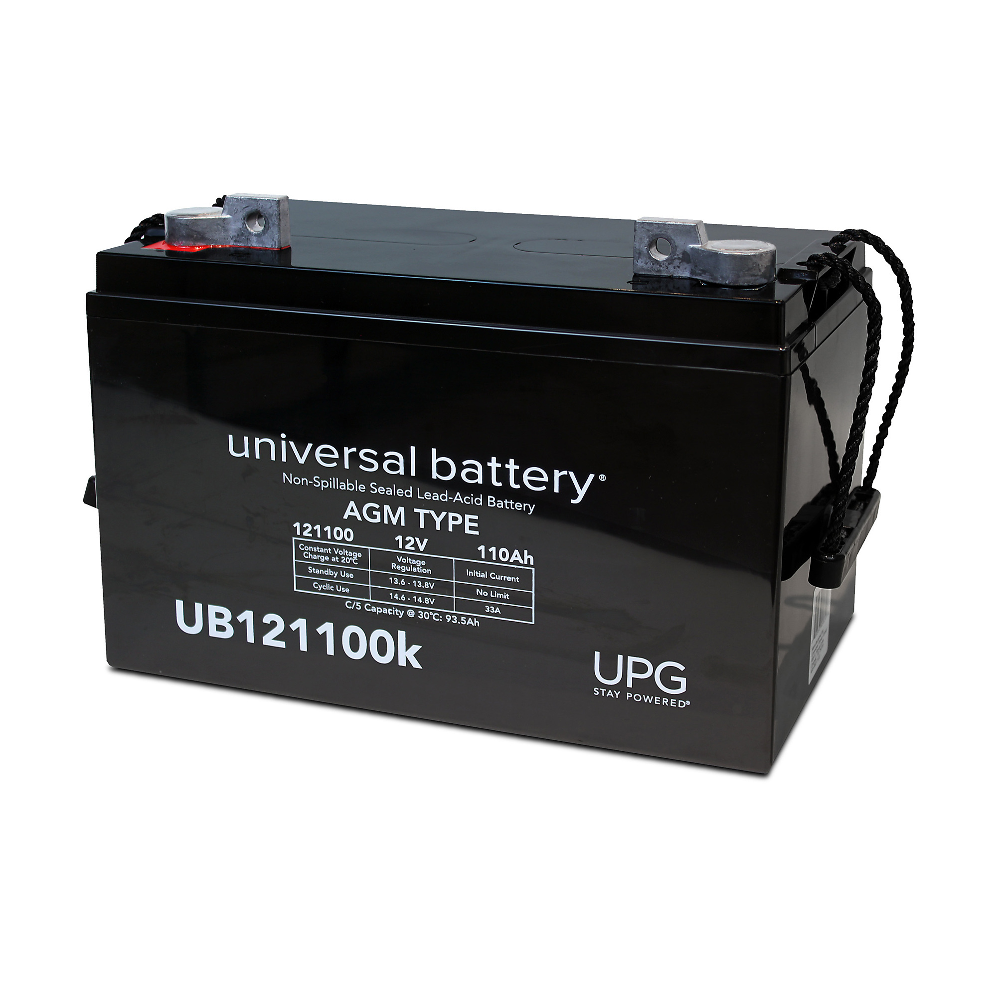 UPG, 12V 110Ah Battey FL1 tabs Group 30H, Volts 12 Amp Hours 110 Model# 45824